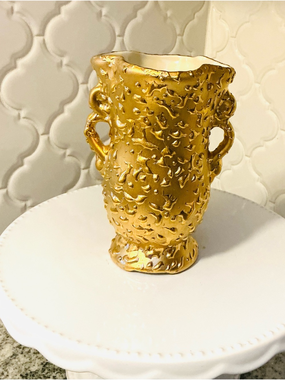 Vintage 22K Gold Weeping Bubble Vase - Home Accents